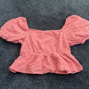 SOLD Wild Fable cropped Pink Puff Sleeve Top
